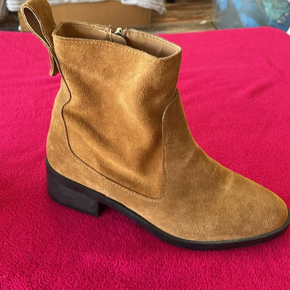 Zara casual style block heels ankle boots -tan colored size EU 38/7 1/2 US - Picture 11 of 16